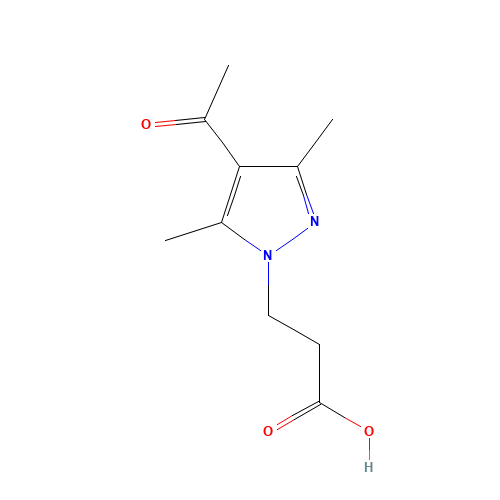 3-(4-Acetyl-3,5-dimethyl-pyrazol-1-yl)-propionic acid (CAS: 890596-67-5) - Chemical Structure and Molecular Formula 
