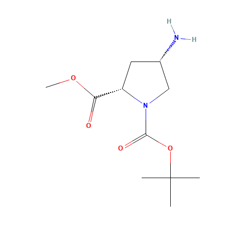 1-tert-Butyl 2-methyl (2S,4S)-4-aminopyrrolidine-1,2-dicarboxylate (CAS: 121148-01-4) - Chemical Structure and Molecular Formula 