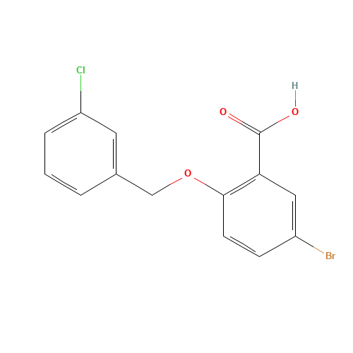 5-Bromo-2-[(3-chlorobenzyl)oxy]benzoic acid (CAS: 62176-35-6) - Chemical Structure and Molecular Formula 