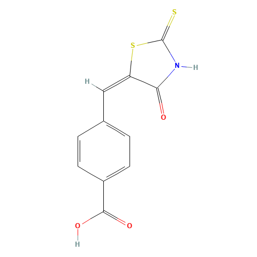 4-[(E)-(2-Mercapto-4-oxo-1,3-thiazol-5(4H)-ylidene)methyl]benzoic acid (CAS: 103987-82-2) - Chemical Structure and Molecular Formula 