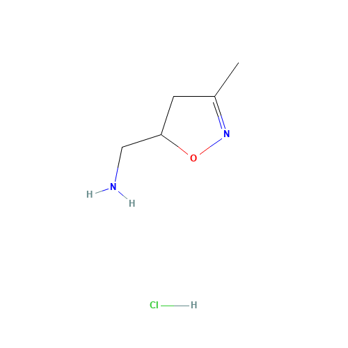 [(3-Methyl-4,5-dihydroisoxazol-5-yl)methyl]amine hydrochloride (CAS: 1185301-13-6) - Chemical Structure and Molecular Formula 
