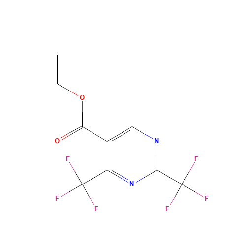 2,4-Bis-(trifluoromethyl)pyrimidine-5-carboxylic acid ethyl ester (CAS: 188781-15-9) - Chemical Structure and Molecular Formula 