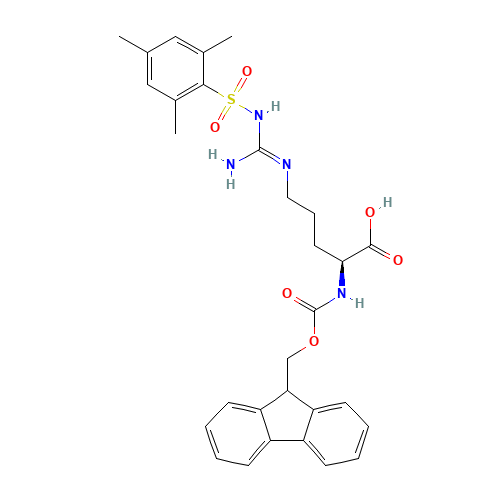 N-Alpha-Fmoc-N-g-(mesitylene-2-sulfonyl)-L-arginine (CAS: 88743-97-9) - Chemical Structure and Molecular Formula 