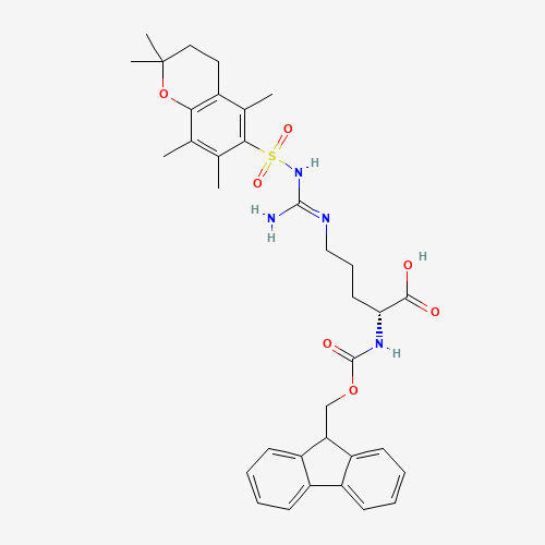 N-Alpha-Fmoc-N-g-(2,2,5,7,8-pentamethyl-chroman-6-sulfonyl)-D-arginine (CAS: 157774-30-6) - Chemical Structure and Molecular Formula 