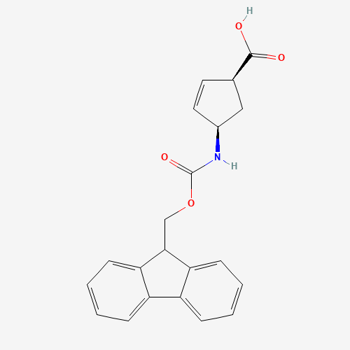 (1S,4R)-Fmoc-4-aminocyclopent-2-ene-carboxylic acid (CAS: 220497-64-3) - Chemical Structure and Molecular Formula 