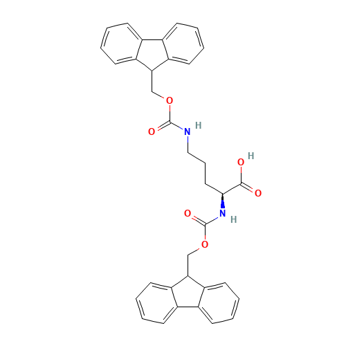 Di-Fmoc-L-ornithine (CAS: 201046-59-5) - Chemical Structure and Molecular Formula 
