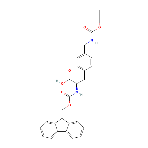 Fmoc-4-(Boc-aminomethyl)-D-phenylalanine (CAS: 268731-06-2) - Chemical Structure and Molecular Formula 
