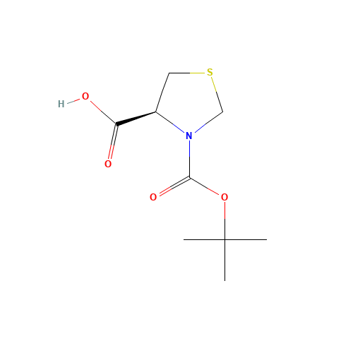 Boc-(S)-thiazolidine-4-carboxylic acid (CAS: 63091-82-7) - Chemical Structure and Molecular Formula 