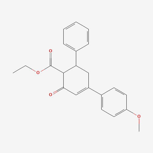 Ethyl 4-(4-methoxyphenyl)-2-oxo-6-phenyl-3-cyclohexene-1-carboxylate (CAS: 25960-25-2) - Chemical Structure and Molecular Formula 