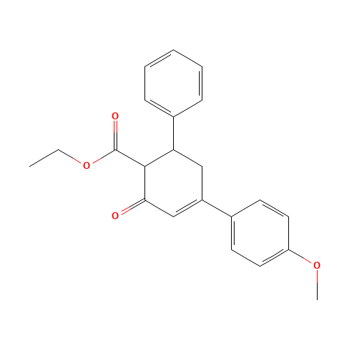 Ethyl 4-(4-methoxyphenyl)-2-oxo-6-phenyl-3-cyclohexene-1-carboxylate (CAS: 25960-25-2) - Chemical Structure and Molecular Formula 