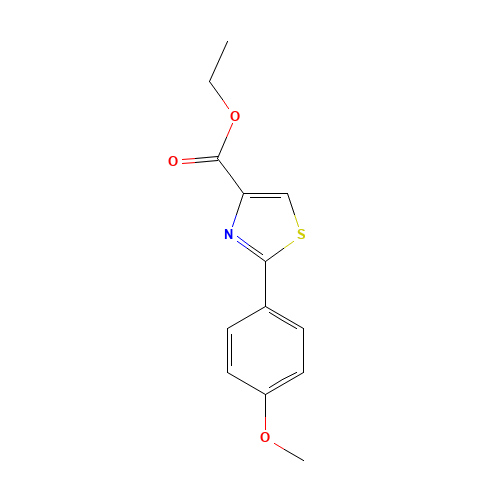 Ethyl 2-(4-methoxyphenyl)-1,3-thiazole-4-carboxylate (CAS: 57677-79-9) - Chemical Structure and Molecular Formula 
