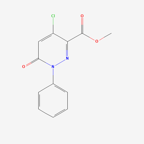 Methyl 4-chloro-6-oxo-1-phenyl-1,6-dihydro-3-pyridazinecarboxylate (CAS: 129109-17-7) - Chemical Structure and Molecular Formula 