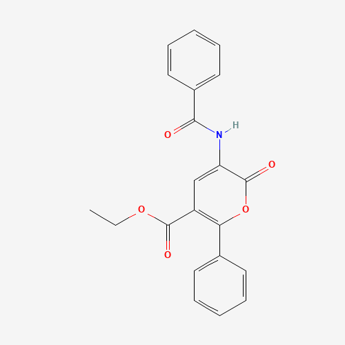 Ethyl 3-(benzoylamino)-2-oxo-6-phenyl-2H-pyran-5-carboxylate (CAS: 127143-18-4) - Chemical Structure and Molecular Formula 