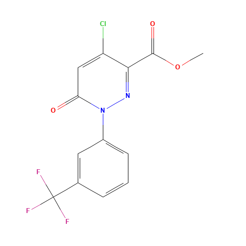 Methyl 4-chloro-6-oxo-1-[3-(trifluoromethyl)-phenyl]-1,6-dihydro-3-pyridazinecarboxylate (CAS: 129109-18-8) - Chemical Structure and Molecular Formula 