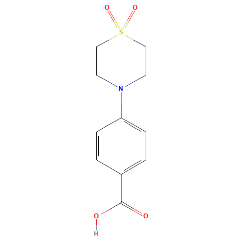 4-(1,1-Dioxo-1lambda~6~,4-thiazinan-4-yl)-benzenecarboxylic acid (CAS: 451485-62-4) - Chemical Structure and Molecular Formula 