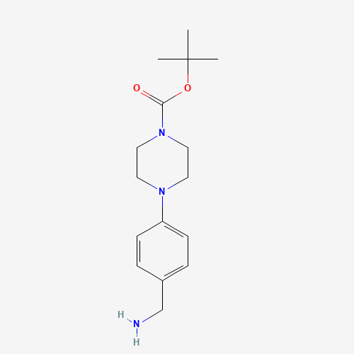 tert-Butyl 4-[4-(aminomethyl)phenyl]tetrahydro-1(2H)-pyrazinecarboxylate (CAS: 852180-47-3) - Chemical Structure and Molecular Formula 