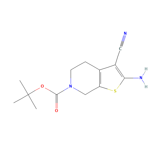 tert-Butyl 2-amino-3-cyano-4,7-dihydrothieno-[2,3-c]pyridine-6(5H)-carboxylate (CAS: 150986-83-7) - Chemical Structure and Molecular Formula 