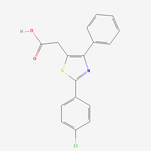 2-[2-(4-Chlorophenyl)-4-phenyl-1,3-thiazol-5-yl]-acetic acid (CAS: 23821-72-9) - Chemical Structure and Molecular Formula 