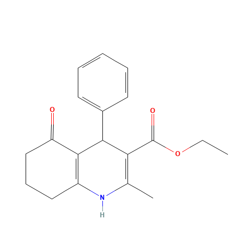 Ethyl 2-methyl-5-oxo-4-phenyl-1,4,5,6,7,8-hexahydro-3-quinolinecarboxylate (CAS: 33323-03-4) - Chemical Structure and Molecular Formula 