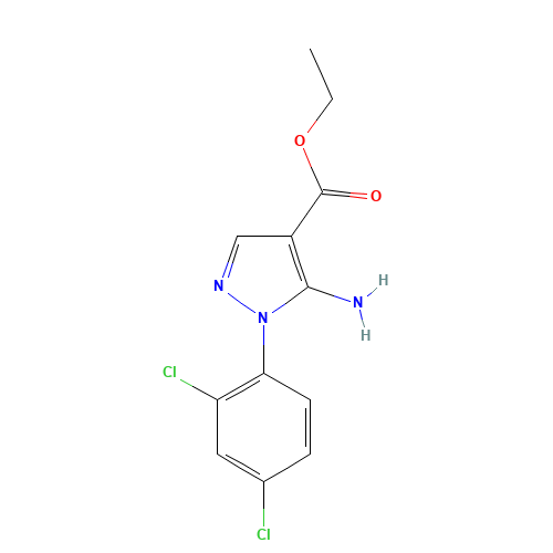 Ethyl 5-amino-1-(2,4-dichlorophenyl)-1H-pyrazole-4-carboxylate (CAS: 83279-66-7) - Chemical Structure and Molecular Formula 