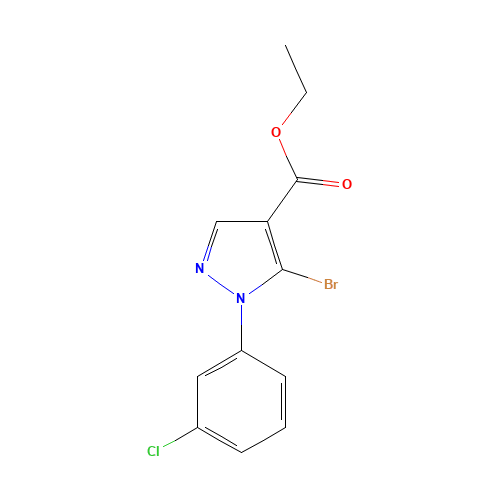 Ethyl 5-bromo-1-(3-chlorophenyl)-1H-pyrazole-4-carboxylate (CAS: 110821-39-1) - Chemical Structure and Molecular Formula 