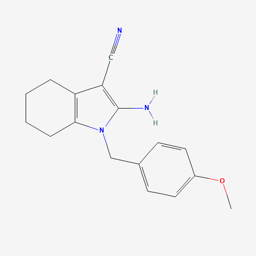 2-Amino-1-(4-methoxybenzyl)-4,5,6,7-tetrahydro-1H-indole-3-carbonitrile (CAS: 113772-12-6) - Chemical Structure and Molecular Formula 