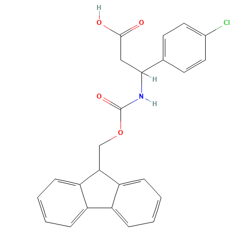 3-(4-Chlorophenyl)-3-{[(9H-fluoren-9-ylmethoxy)-carbonyl]amino}propanoic acid (CAS: 194471-87-9) - Chemical Structure and Molecular Formula 