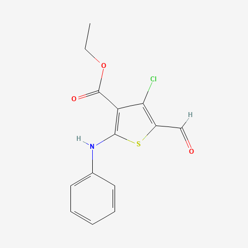 Ethyl 2-anilino-4-chloro-5-formyl-3-thiophenecarboxylate (CAS: 78267-24-0) - Chemical Structure and Molecular Formula 