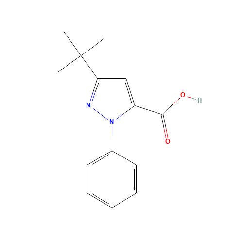 3-(tert-Butyl)-1-phenyl-1H-pyrazole-5-carboxylic acid (CAS: 93045-47-7) - Chemical Structure and Molecular Formula 
