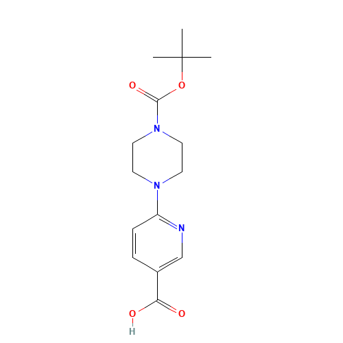 6-[4-(tert-Butoxycarbonyl)piperazino]-nicotinic acid (CAS: 201809-22-5) - Chemical Structure and Molecular Formula 