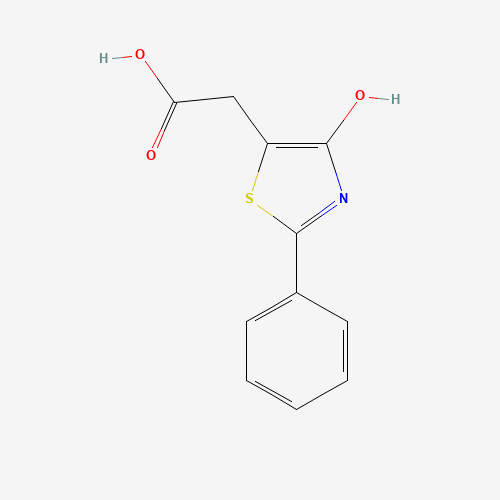 2-(4-Hydroxy-2-phenyl-1,3-thiazol-5-yl)acetic acid (CAS: 133834-03-4) - Chemical Structure and Molecular Formula 