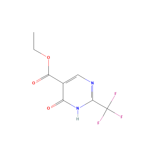Ethyl 4-hydroxy-2-(trifluoromethyl)-5-pyrimidinecarboxylate (CAS: 343-67-9) - Chemical Structure and Molecular Formula 