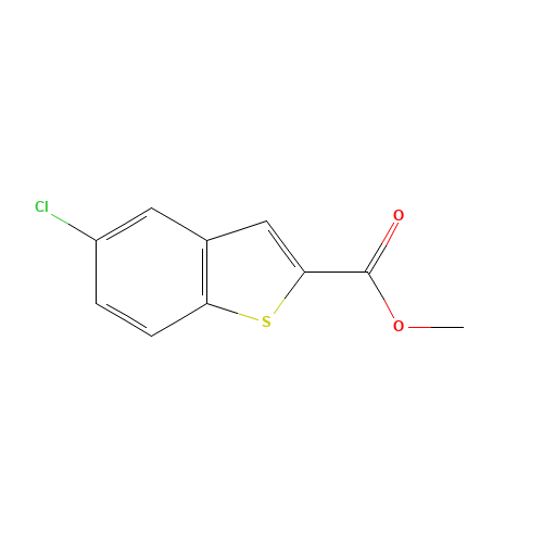Methyl 5-chloro-1-benzothiophene-2-carboxylate (CAS: 35212-96-5) - Chemical Structure and Molecular Formula 