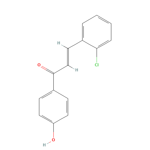 3-(2-Chlorophenyl)-1-(4-hydroxyphenyl)-2-propen-1-one (CAS: 5424-02-2) - Chemical Structure and Molecular Formula 