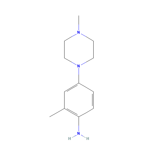 2-Methyl-4-(4-methyl-1-piperazinyl)aniline (CAS: 16154-71-5) - Chemical Structure and Molecular Formula 