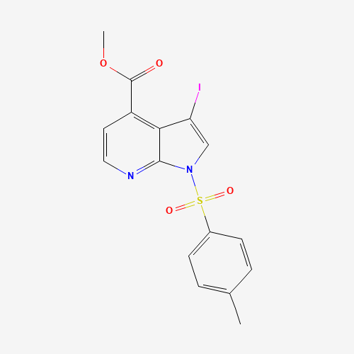 Methyl 3-iodo-1-tosyl-1H-pyrrolo[2,3-b]pyridine-4-carboxylate (CAS: 1198097-28-7) - Chemical Structure and Molecular Formula 