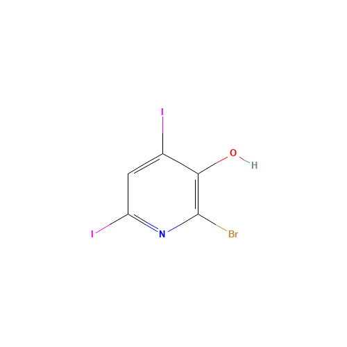 2-Bromo-4,6-diiodo-3-pyridinol (CAS: 129611-33-2) - Chemical Structure and Molecular Formula 