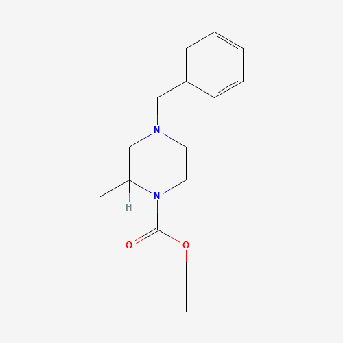 4-Benzyl-2-methylpiperazine-1-carboxylic acid tert-butyl ester (CAS: 120737-77-1) - Chemical Structure and Molecular Formula 