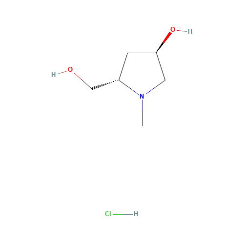 (3R,5S)-5-(Hydroxymethyl)-1-methylpyrrolidin-3-ol hydrochloride (CAS: 107746-24-7) - Chemical Structure and Molecular Formula 