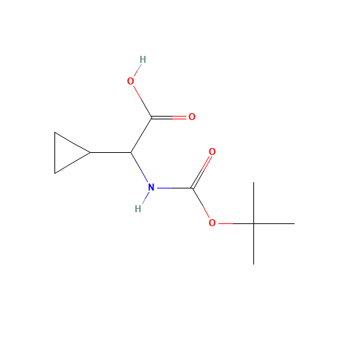 2-(tert-Butoxycarbonylamino)-2-cyclopropylacetic acid (CAS: 54256-41-6) - Chemical Structure and Molecular Formula 