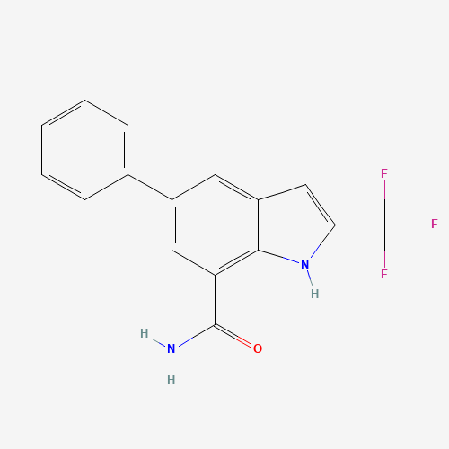 5-Phenyl-2-(trifluoromethyl)-1H-indole-7-carboxamide (CAS: 1211597-10-2) - Chemical Structure and Molecular Formula 