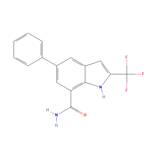 5-Phenyl-2-(trifluoromethyl)-1H-indole-7-carboxamide (CAS: 1211597-10-2) - Related Chemical Product