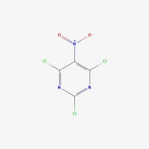 2,4,6-Trichloro-5-nitropyrimidine, tech. (CAS: 4359-87-9) - Chemical Structure and Molecular Formula 