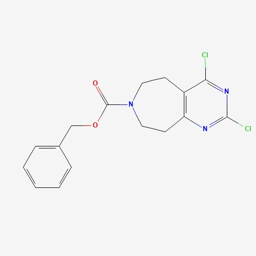 Benzyl 2,4-dichloro-8,9-dihydro-5H-pyrimido-[4,5-d]azepine-7(6H)-carboxylate (CAS: 1207362-38-6) - Chemical Structure and Molecular Formula 