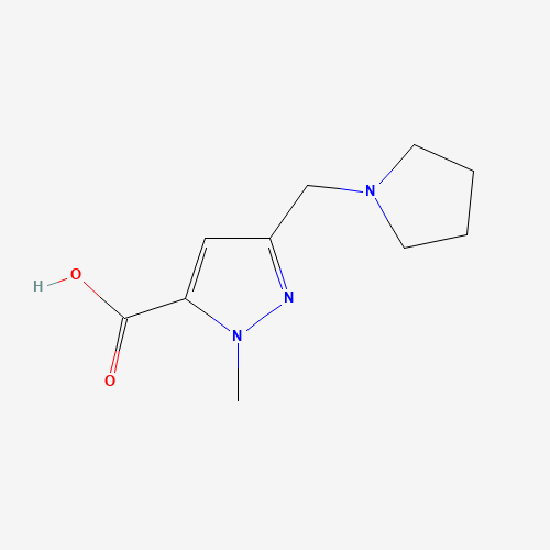 1-Methyl-3-(pyrrolidin-1-ylmethyl)-1H-pyrazole-5-carboxylic acid (CAS: 1223748-46-6) - Chemical Structure and Molecular Formula 