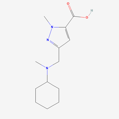 3-((Cyclohexyl(methyl)amino)methyl)-1-methyl-1H-pyrazole-5-carboxylic acid (CAS: 1223748-43-3) - Chemical Structure and Molecular Formula 