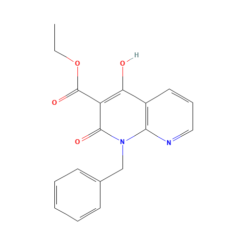 Ethyl 1-benzyl-4-hydroxy-2-oxo-1,2-dihydro-1,8-naphthyridine-3-carboxylate (CAS: 179064-00-7) - Chemical Structure and Molecular Formula 