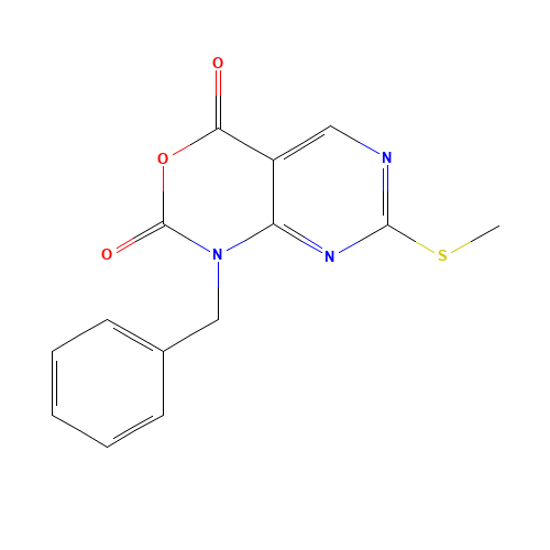 1-Benzyl-7-(methylthio)-1H-pyrimido-[4,5-d][1,3]oxazine-2,4-dione (CAS: 686267-35-6) - Chemical Structure and Molecular Formula 