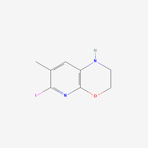 6-Iodo-7-methyl-2,3-dihydro-1H-pyrido-[2,3-b][1,4]oxazine (CAS: 1261365-45-0) - Chemical Structure and Molecular Formula 