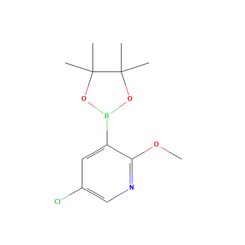5-Chloro-2-methoxy-3-(4,4,5,5-tetramethyl-1,3,2-dioxaborolan-2-yl)pyridine (CAS: 1083168-96-0) - Chemical Structure and Molecular Formula 